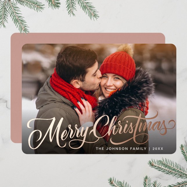 PHOTO Sparkle Merry Christmas Greeting Rose Gold (Creator Uploaded)