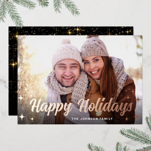 PHOTO Sparkle Merry Christmas Greeting Rose Gold