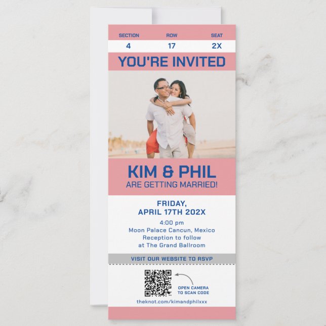 Photo Sport Ticket Invitation Large Card QR Code (Front)