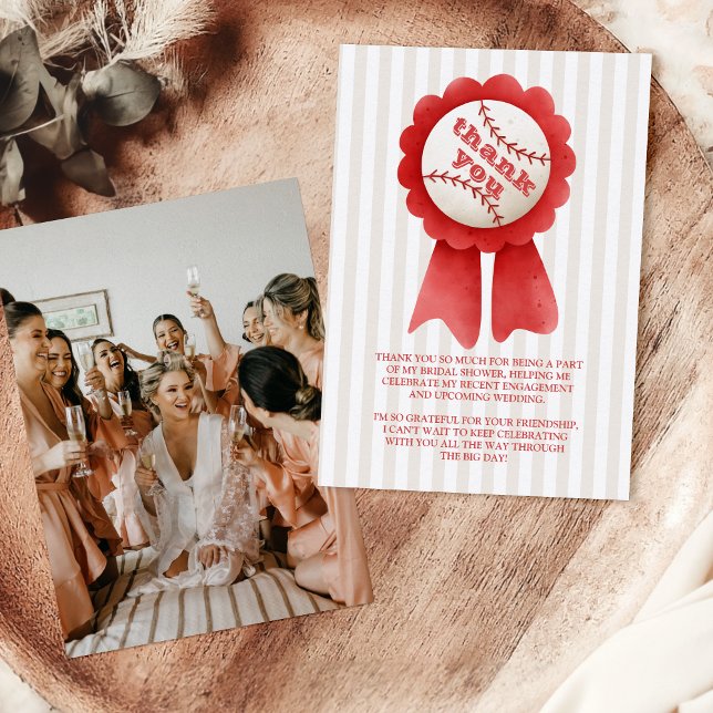 Photo Sports Baseball Homerun  Bridal Shower Thank You Card (Creator Uploaded)