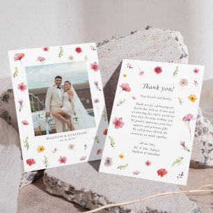 Photo Spring Wildflower Wedding Thank You Card