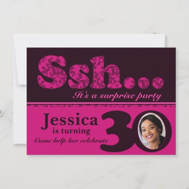 Photo ssh surprise pink 30th birthday invite (Front)