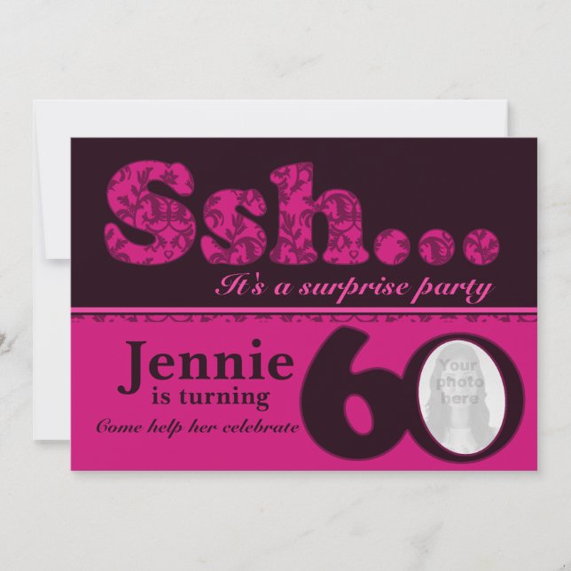 Photo ssh surprise pink 60th birthday invite (Front)