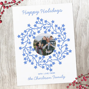 Photo Star Wreath Scandinavian Holiday Postcard