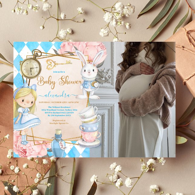 Photo Story Book Alice in Wonderland Baby Shower Invitation (Creator Uploaded)