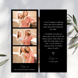 Photo Strip 3 Pictures Bridesmaid Proposal Card