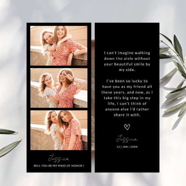 Photo Strip 3 Pictures Bridesmaid Proposal Card (Photo Strip 3 Pictures Bridesmaid Proposal Card)