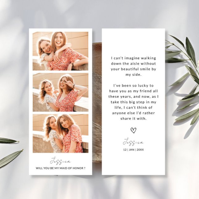 Photo Strip 3 Pictures Bridesmaid Proposal Card (Photo Strip 3 Pictures Bridesmaid Proposal Card)
