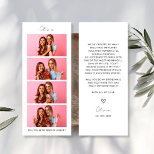Photo Strip 4 Pictures Bridesmaid Proposal Card