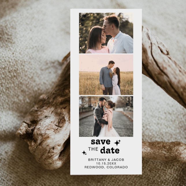 Photo Strip Bold Retro Wedding Save The Date (Creator Uploaded)