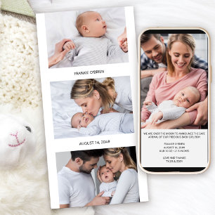 Photo Strip Collage 4 Photo Birth Announcement