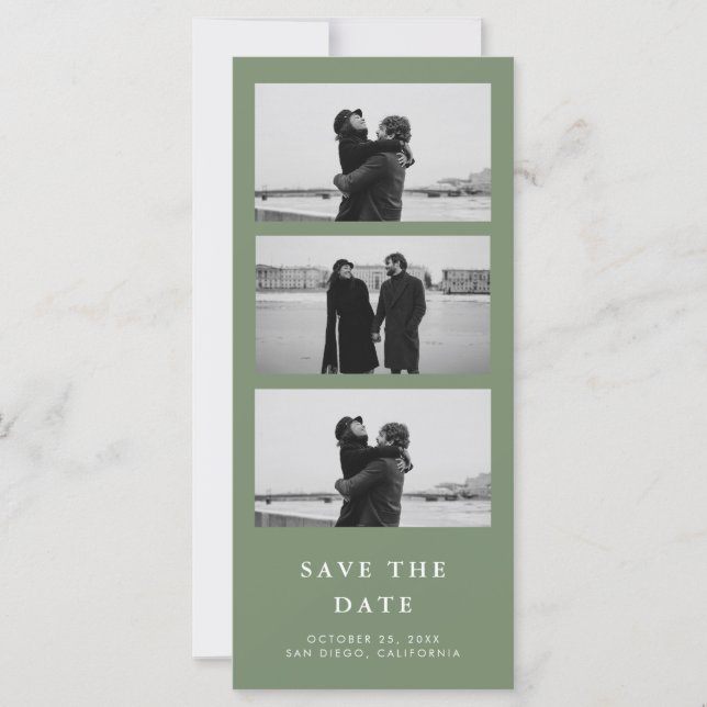 Photo Strip QR Code Sage Green Wedding (Front)