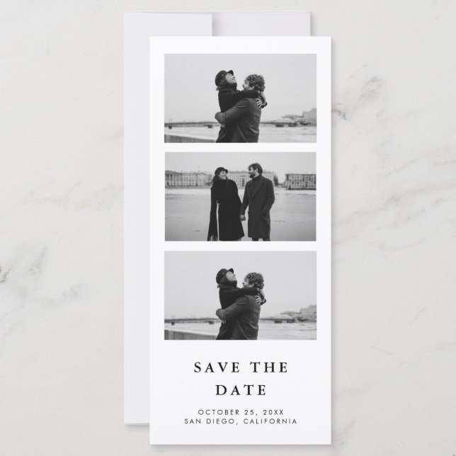 Photo Strip with QR Code Wedding Save The Date (Front)