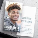 Photo student graduation name business card<br><div class="desc">Modern graduation photo networking profile card with your name,  year,  school,  photo and contact information. You can change fonts and font colours,  move and resize elements with the design tool.</div>