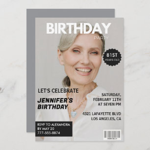 Photo Stylish Magazine Cover for her 81st birthday Invitation