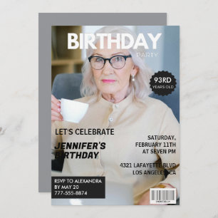 Photo Stylish Magazine Cover for her 93rd birthday Invitation