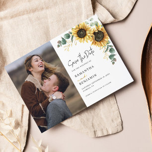 Photo Sunflower Eucalyptus Wedding Save The Date