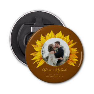 Photo sunflower rustic wedding favour bottle opener