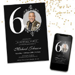 Photo Surprise 60th Birthday Party  Invitation<br><div class="desc">Photo Surprise 60th Birthday Party Invitation. Introducing our stunning birthday invitation design, perfect for your surprise party! Embrace simplicity and elegance with our chic black and white theme, complemented by customisable photo options to add a personal touch. Make your celebration truly memorable with this stylish invitation that sets the tone...</div>