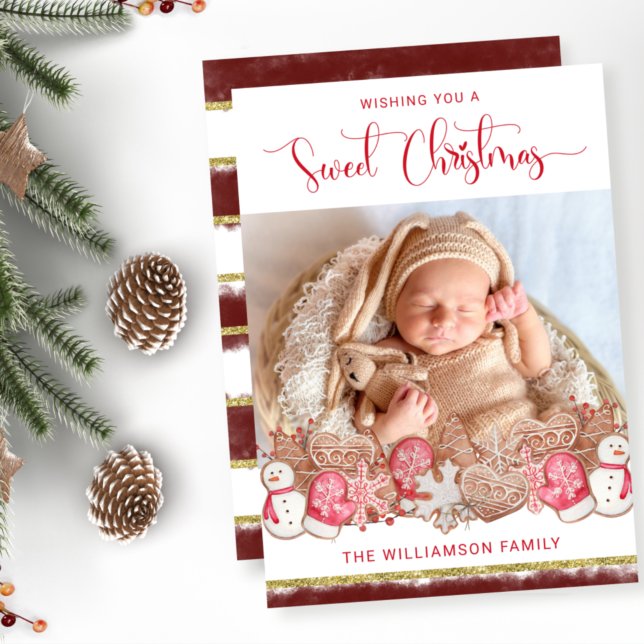 Photo, Sweet Christmas Holiday Gingerbread Cookies Card (Creator Uploaded)