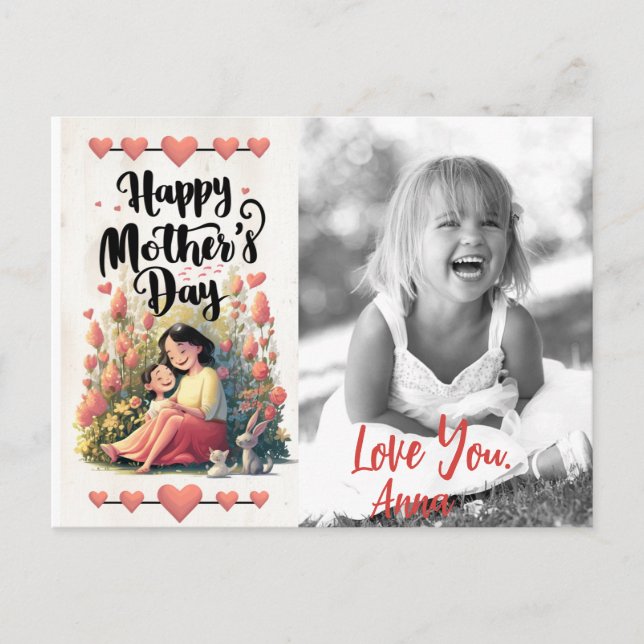 *~* Photo Sweet Whimsical Heart Mother's Day AP72 Holiday Postcard (Front)
