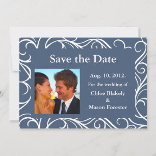 Photo & Swirls Save the Date (blue)