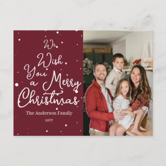 Photo Swirly Script We Wish You A Merry Christmas Postcard