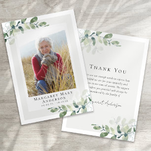 Photo Sympathy Eucalyptus Funeral  Thank You Card