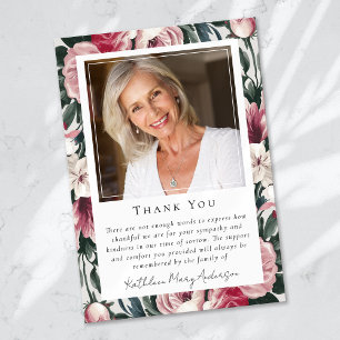 Photo Sympathy Floral Funeral Memorial  Thank You Card