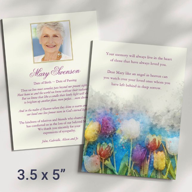 Photo Sympathy Floral Funeral Thank You Cards (Pretty Flowers Memorial Photo Sympathy Funeral Thank You card)