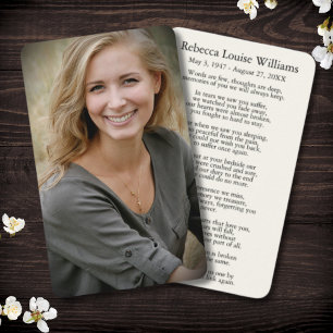 Photo Sympathy Funeral Memorial Card