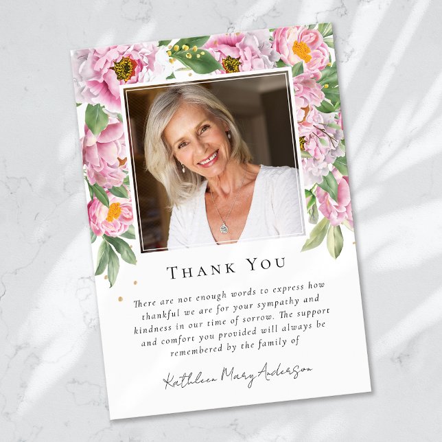 Photo Sympathy Funeral Memorial Thank You Card (Creator Uploaded)