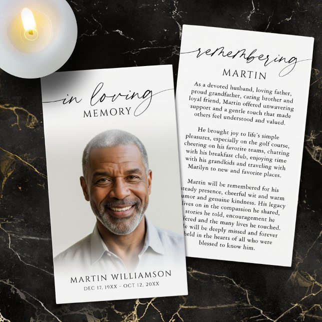 Photo Sympathy Funeral Remembrance Prayer Card (Creator Uploaded)