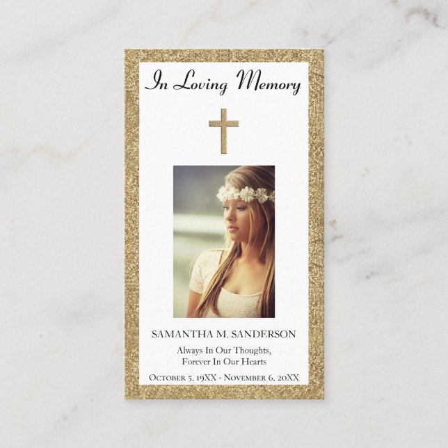 Photo Sympathy Memorial Funeral Prayer Card (Front)