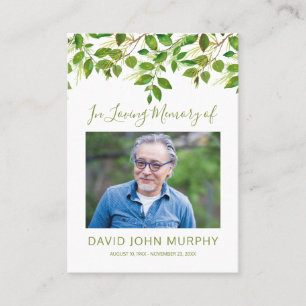 Photo Sympathy Memorial Prayer Calling Card