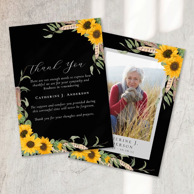 Photo Sympathy Sunflower Funeral  Thank You Card (Creator Uploaded)