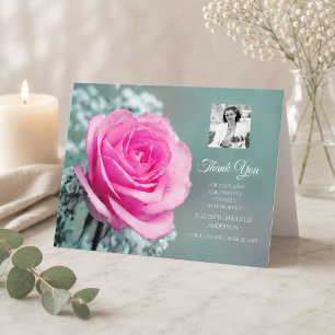 Photo Sympathy Thank You Elegant Pink Rose Card