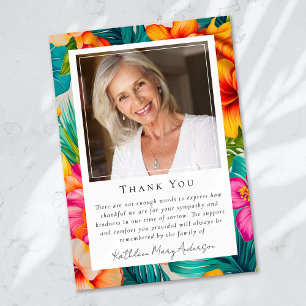 Photo Sympathy Tropical Funeral Memorial  Thank You Card