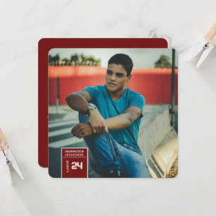 Photo Tab Graduation Maroon Party Invitation Card