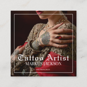 Photo Tattoo Artist Square Business Card