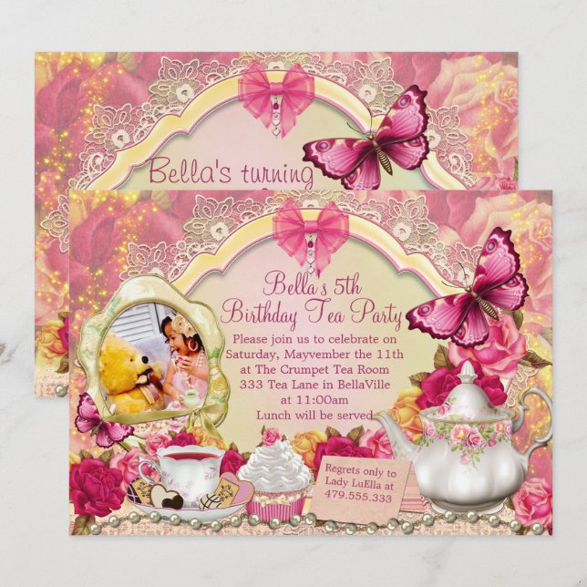 Photo Tea Party Invitation (Front/Back)