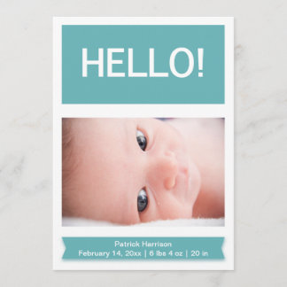 Photo Teal Baby Birth Announcement