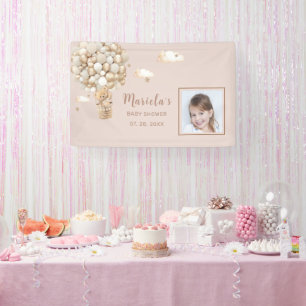 Photo Teddy bear balloons Baby Shower Personalised Banner