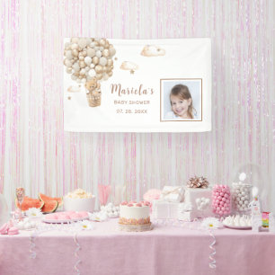 Photo Teddy bear balloons Baby Shower Personalized Banner