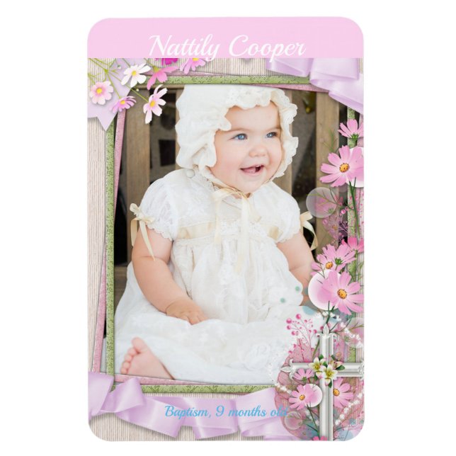 PHOTO TEMPLATE Baby Baptism Confirmation Custom Magnet (Vertical)