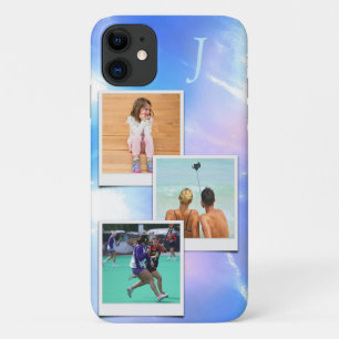 Photo Template Blue Marble Pink Hue Monogram Case-Mate iPhone Case