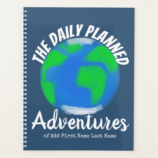 Photo Template Editable Blue Comic Book Monogram Planner (Front)