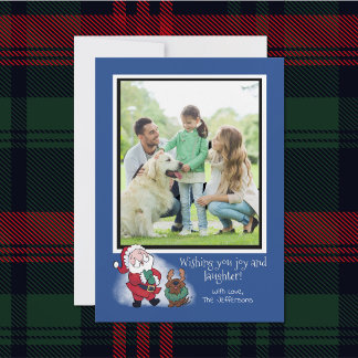 Photo Template Santa Funny Labrador Reindeer Blue