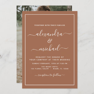 Photo Terra Cotta Boho Wedding Simple Invitation