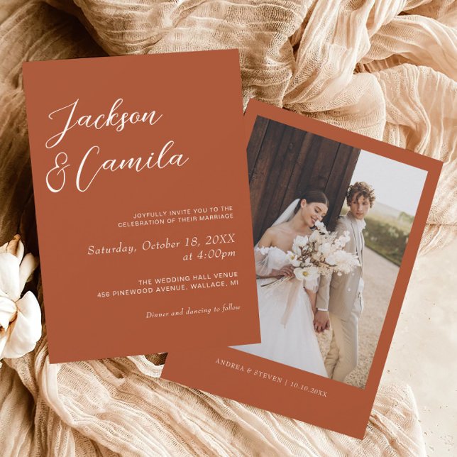 Photo Terracotta Fall Wedding Invitation (Creator Uploaded)